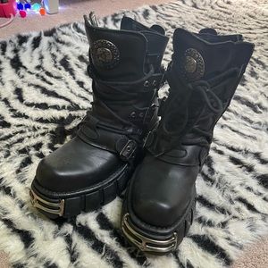 Black New Rock Reactor Combat & Moto Boots
